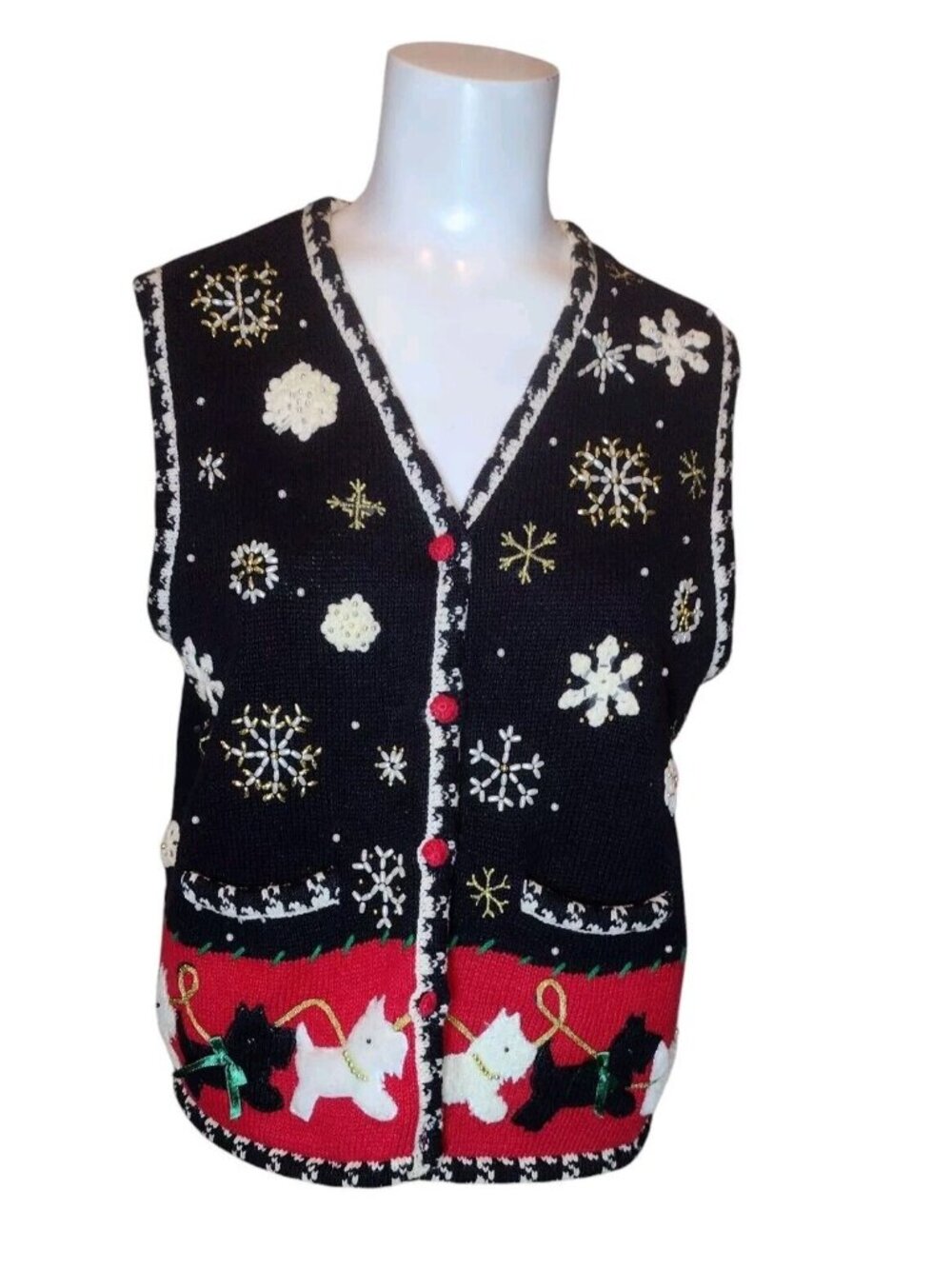 Designers Originals Studio Joy Scottie Dog Sweater Vest PM Beaded Novelty